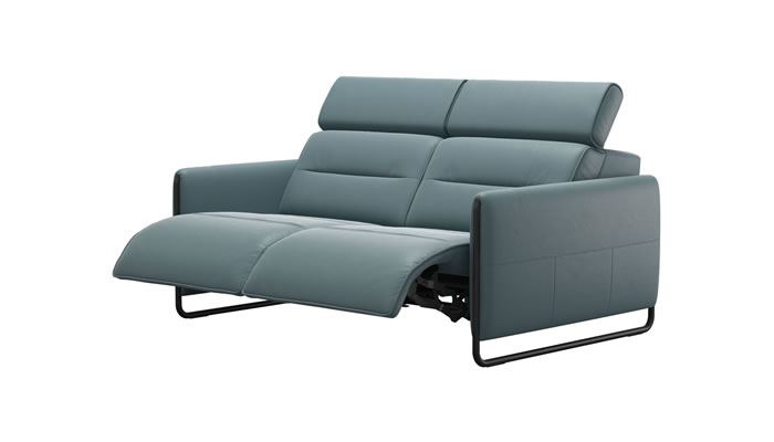 Stressless Emily 2 Seater Sofa with Recliner in Paloma Teal Blue Leather